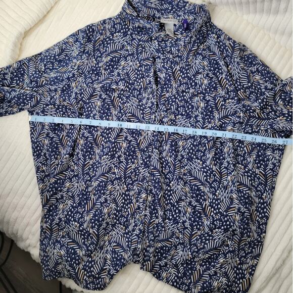 Catherine’s Women’s Blouse – Size 3X Petite Navy Blue Leaf Print |‎ RN 99249 - Picture 6 of 10